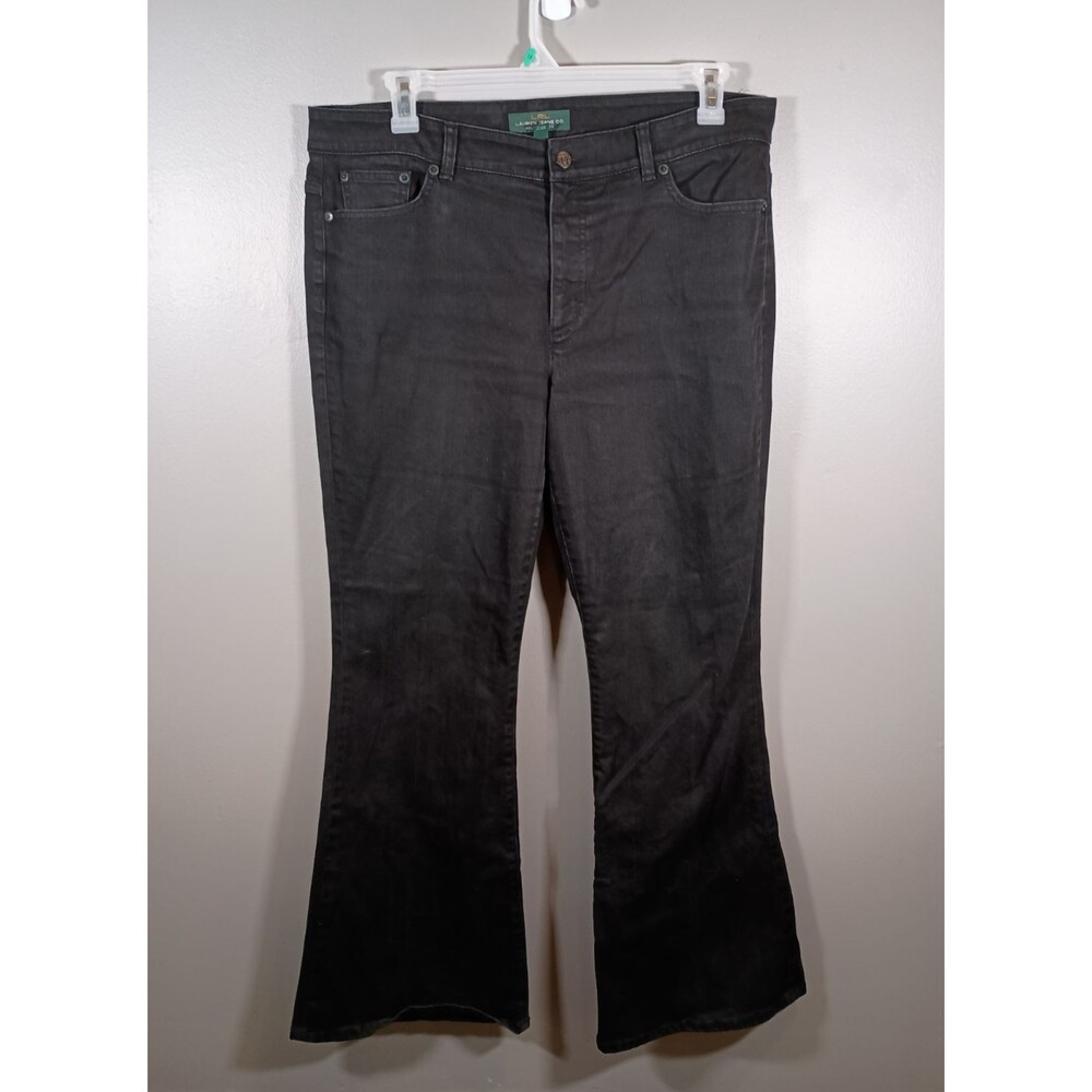 LRL Ralph Lauren Jeans High Rise Womens Plus Size 16 Black Denim Bootcut Flare
